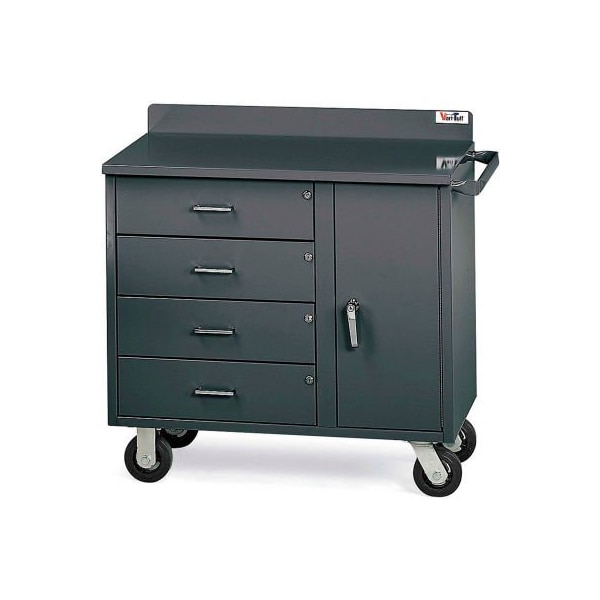 Valley Craft Valley Craft Vari Tuff Mobile Utility Cabinet, 4 Drawers, 1 Door, 36"W x 21"D, Gray F81835A6 - main